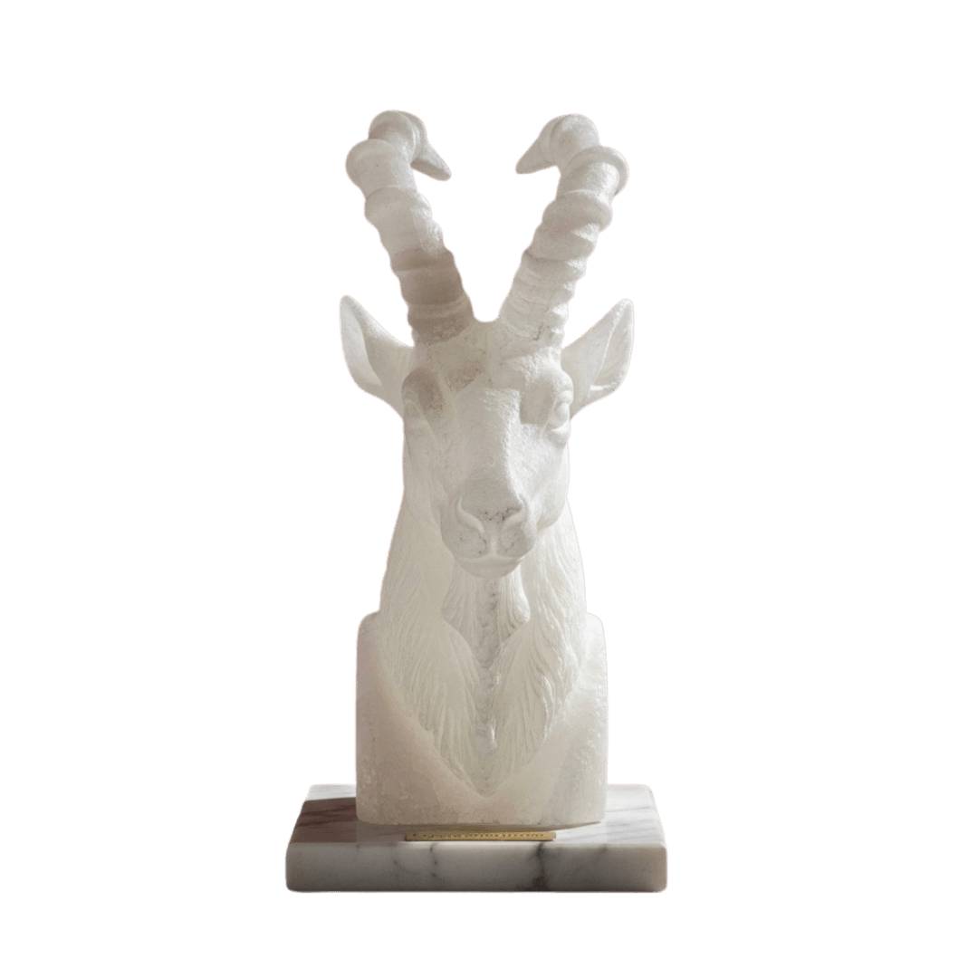Original Hand-Carved White Markhor Himalayan Salt Stone Lamp - Premium Khewra Rock Salt Decor in Pakistan - Orania Premium